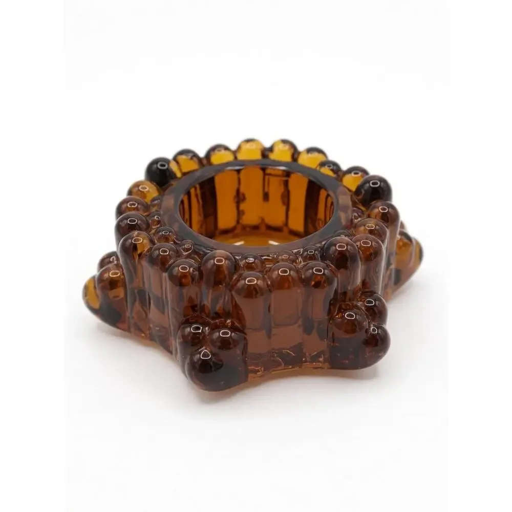 Amber Glass Star Votives Set of 4 Rustic Wedding Centerpiece Candle Holders